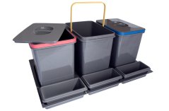 Odpadkový koš na tříděný odpad 3x15L+3x miska