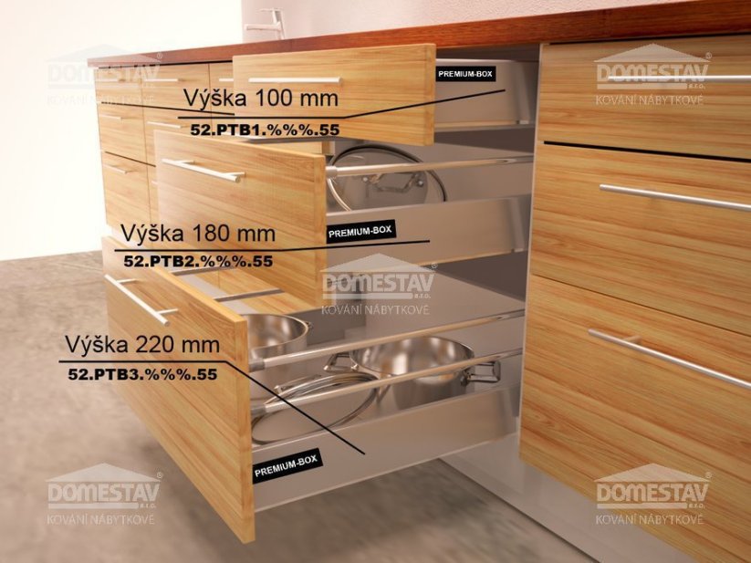 Zásuvka PREMIUMBOX 400mm s tlmením, výška 100mm