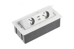 Stolní elektrozásuvka výklopná SOFT, 2x USB, bílá