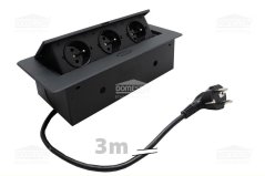 Zásuvkový box 3x230V, 16A, kabeláž, černá