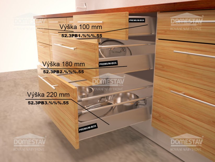Zásuvka PREMIUMBOX 350mm s tlmením, výška 180mm