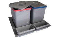 Odpadkový koš na tříděný odpad 2x15L+2x miska